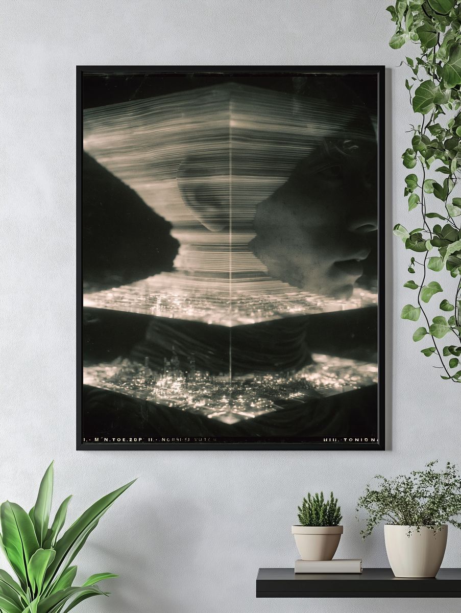 Abstract Light Tunnel Print. — room view 4