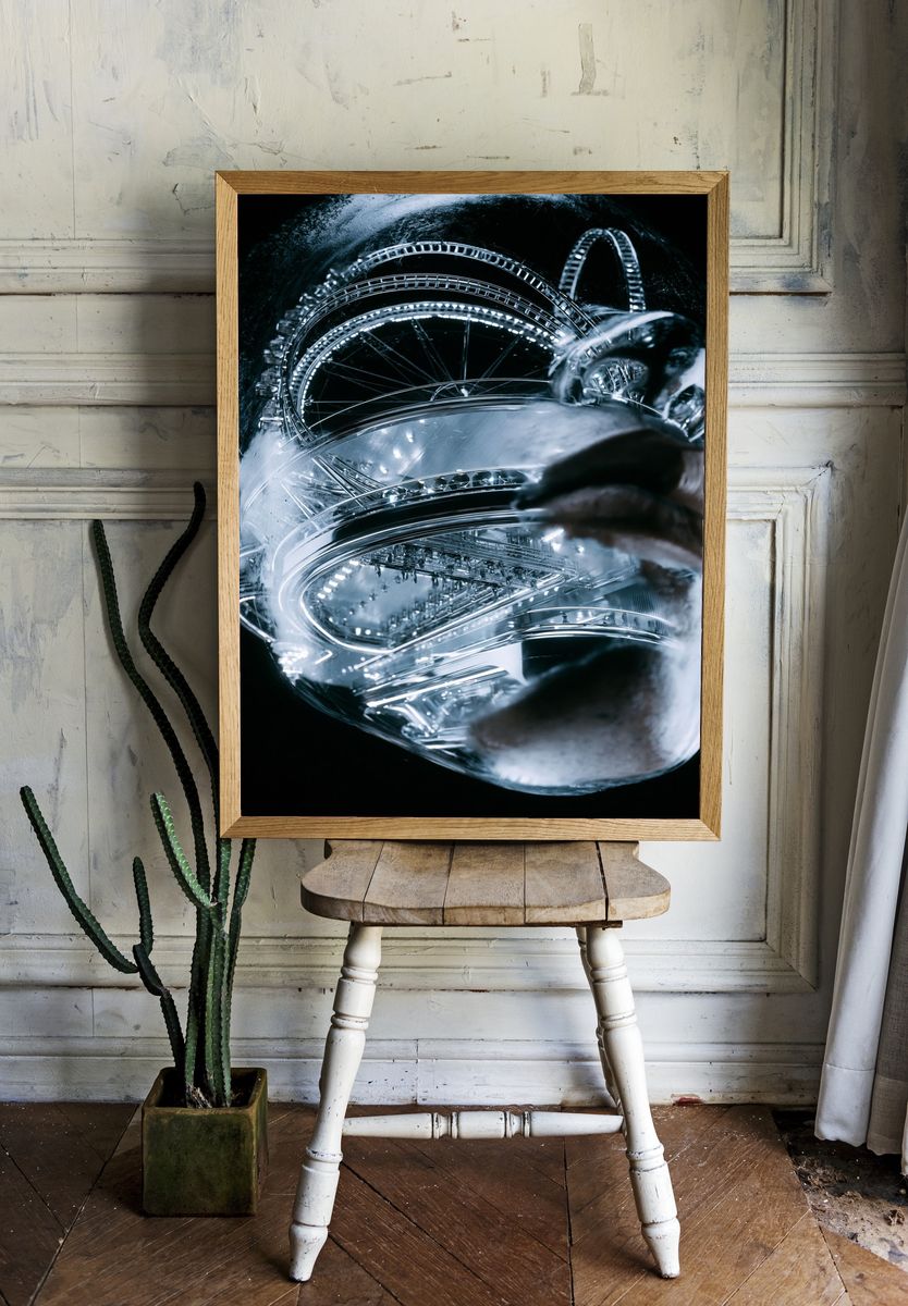 Futuristic Chrome Spiral Poster. — room view 1