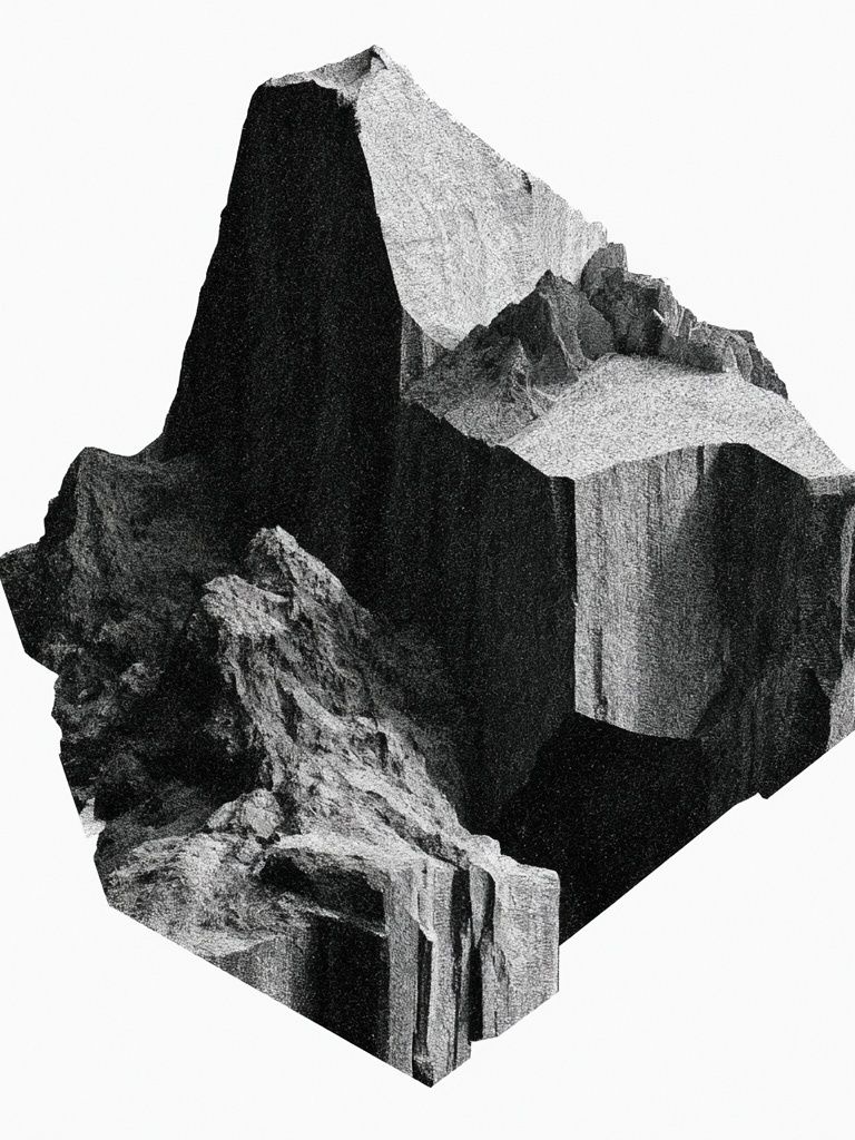 Monochrome Rock Formation Abstract Print. poster — abstract art