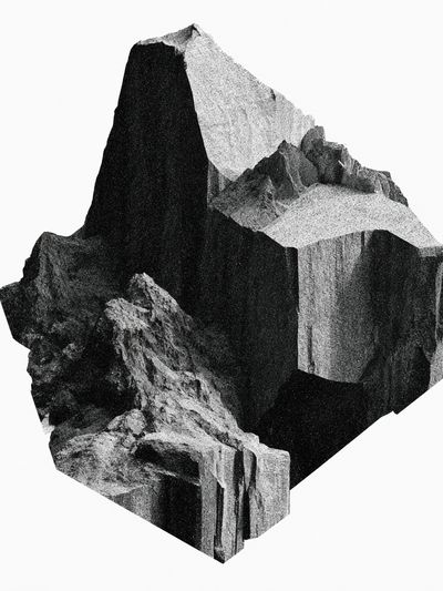 Monochrome Rock Formation Abstract Print.