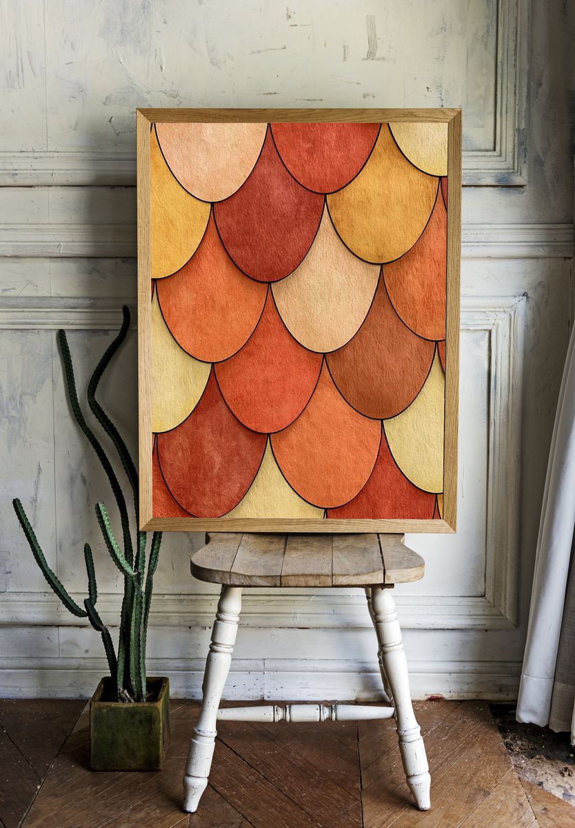 Autumn Scallop Abstract Poster. room preview