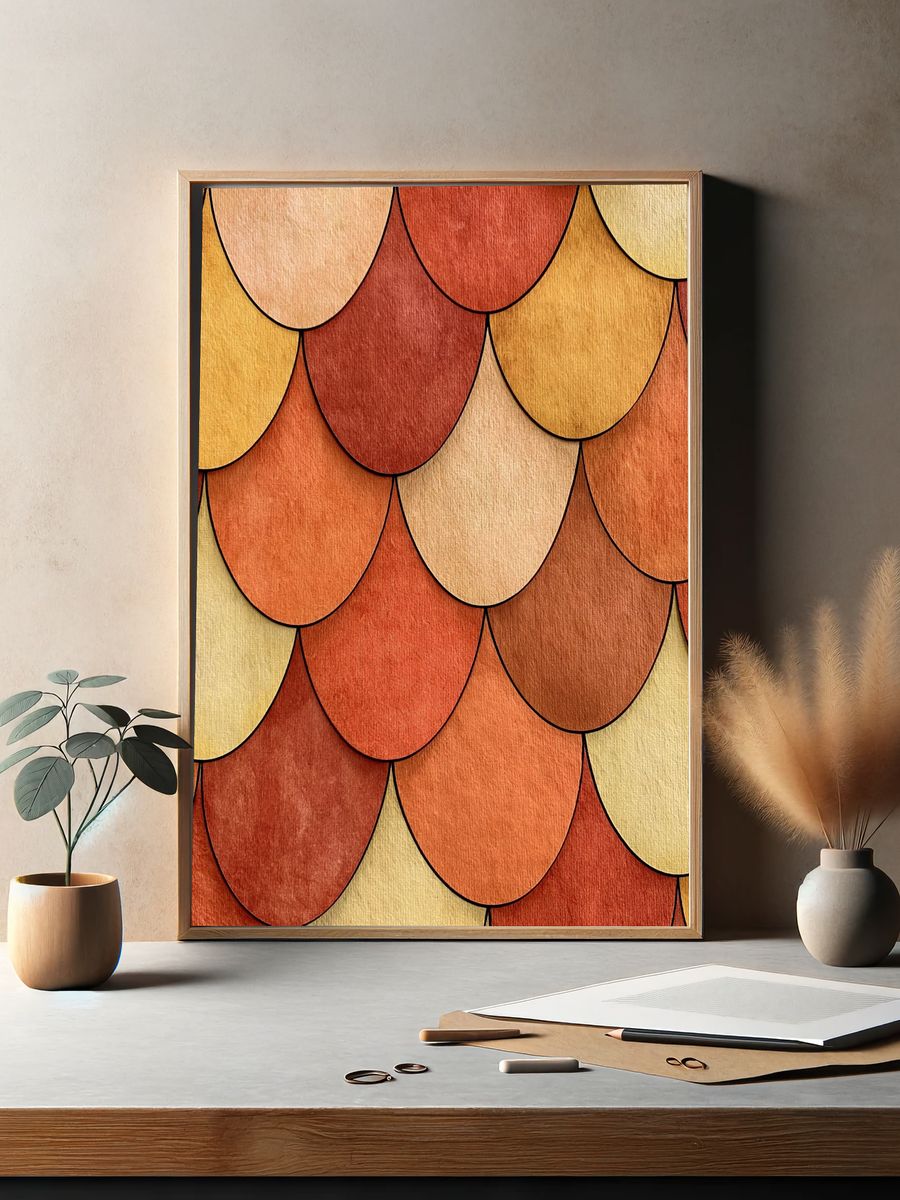 Autumn Scallop Abstract Poster. — room view 2