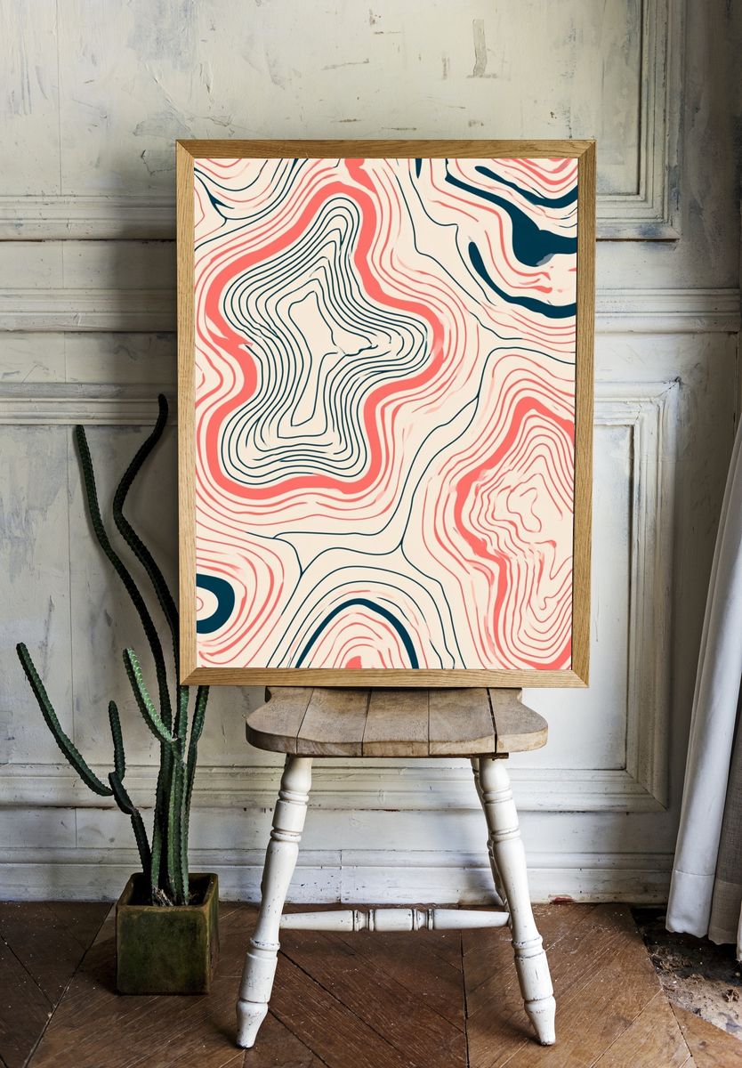 Topographic Waves Abstract Poster. room preview