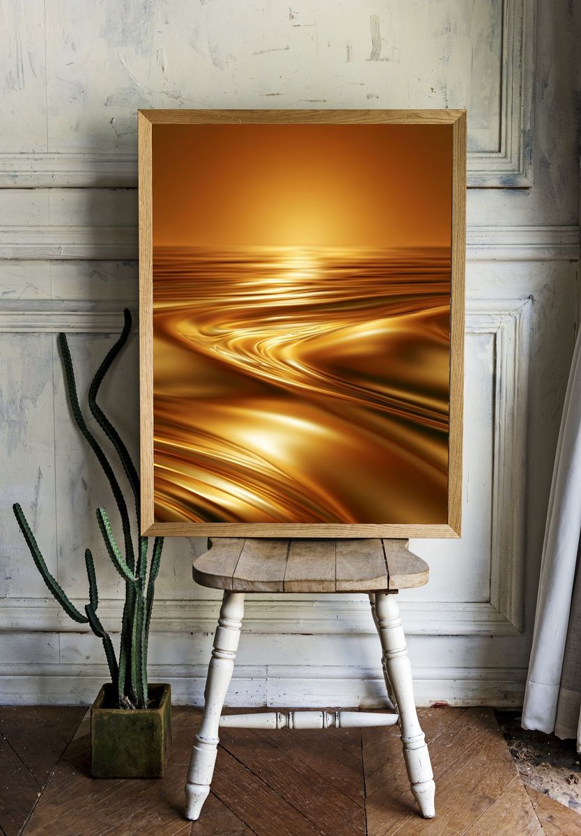 Golden Horizon Abstract Poster. room preview