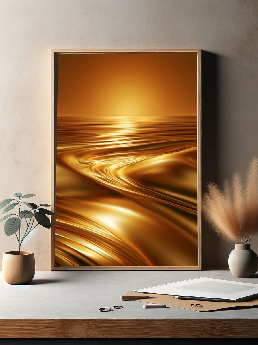 Golden Horizon Abstract Poster. — room view 2