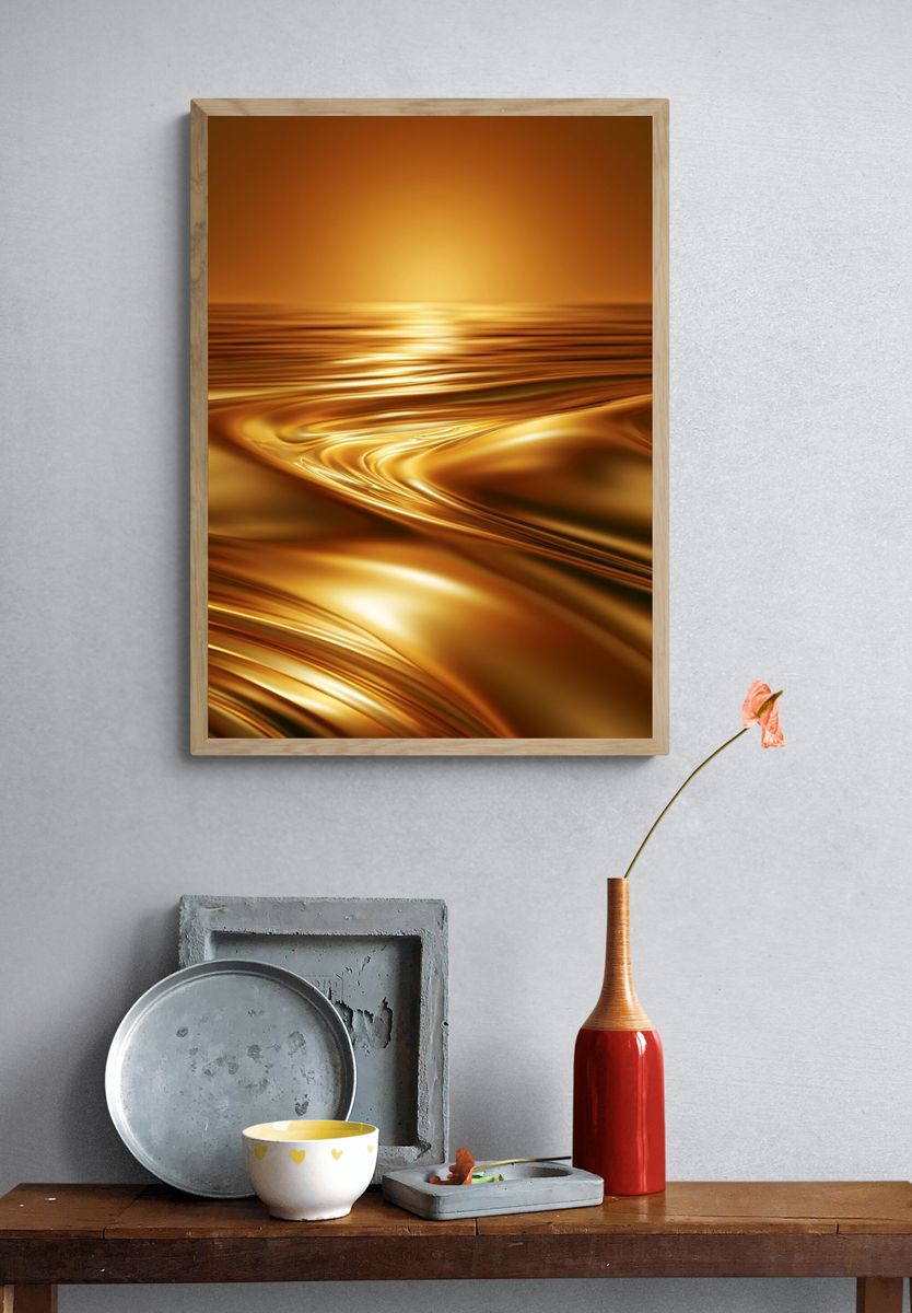 Golden Horizon Abstract Poster. — room view 3