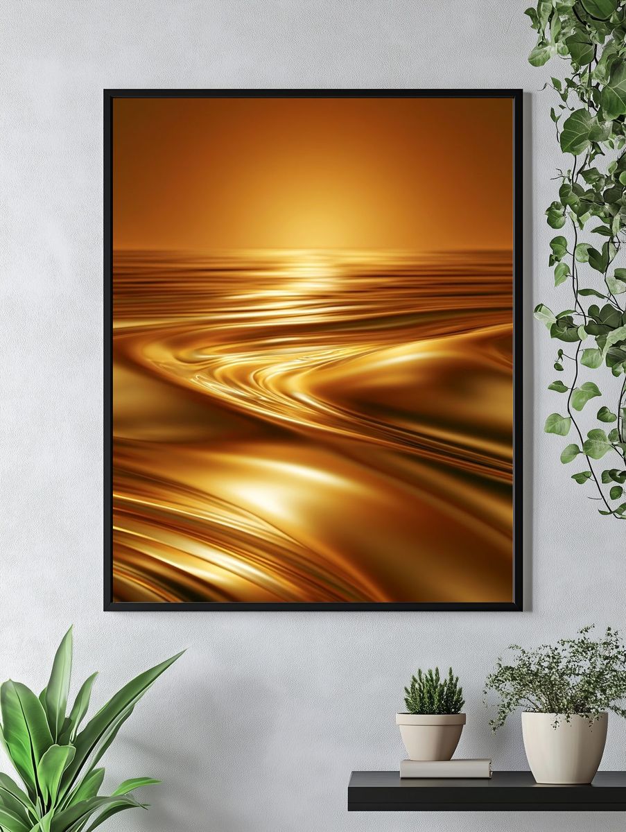 Golden Horizon Abstract Poster. — room view 4