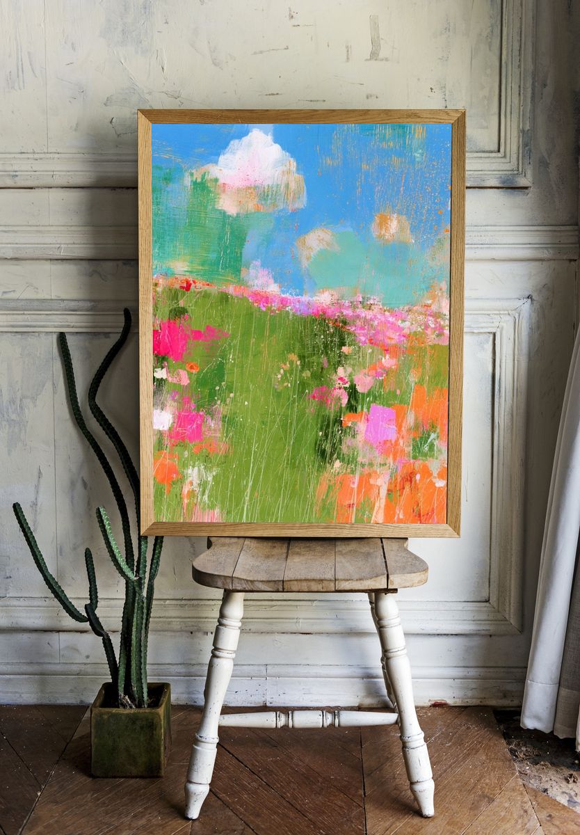 Wildflower Meadow Abstract Print. room preview