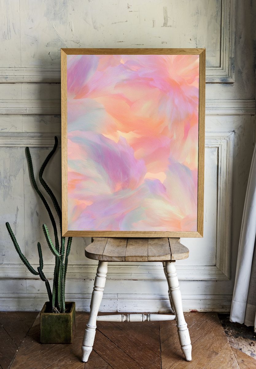 Pastel Cloud Bloom Abstract Poster. room preview
