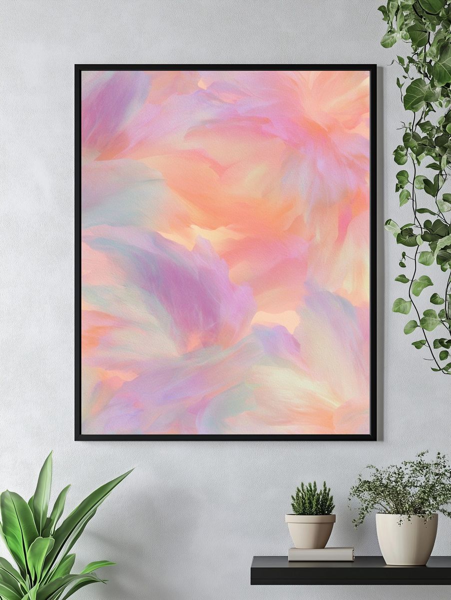 Pastel Cloud Bloom Abstract Poster. — room view 4