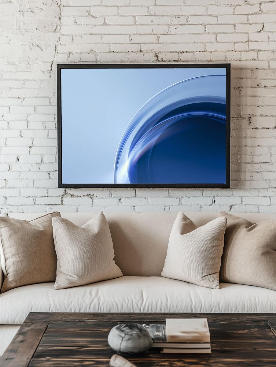 Blue Arc Abstract Poster. — room view 1