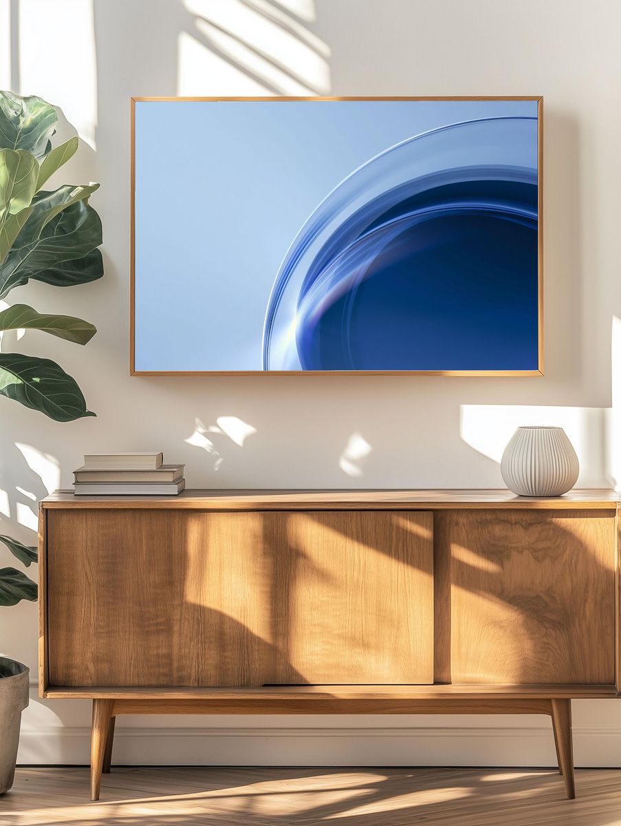 Blue Arc Abstract Poster. — room view 3