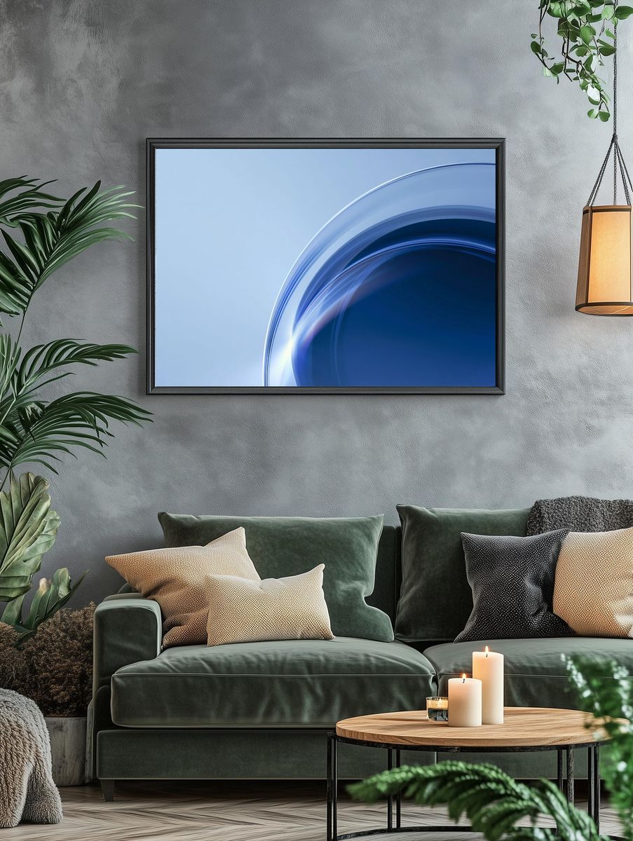 Blue Arc Abstract Poster. — room view 4