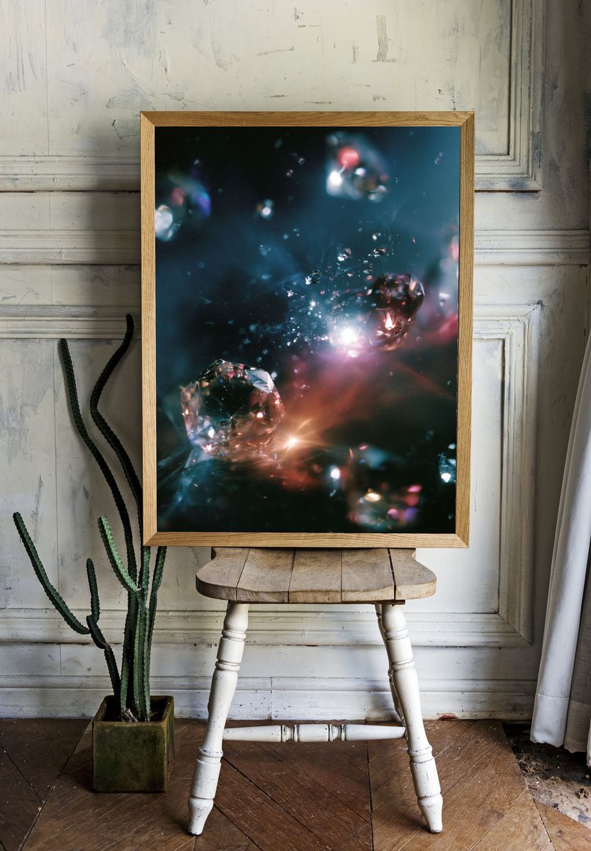 Prismatic Crystal Glow Abstract Poster. room preview
