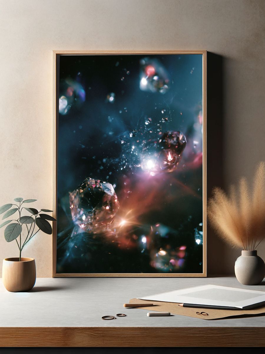 Prismatic Crystal Glow Abstract Poster. — room view 2