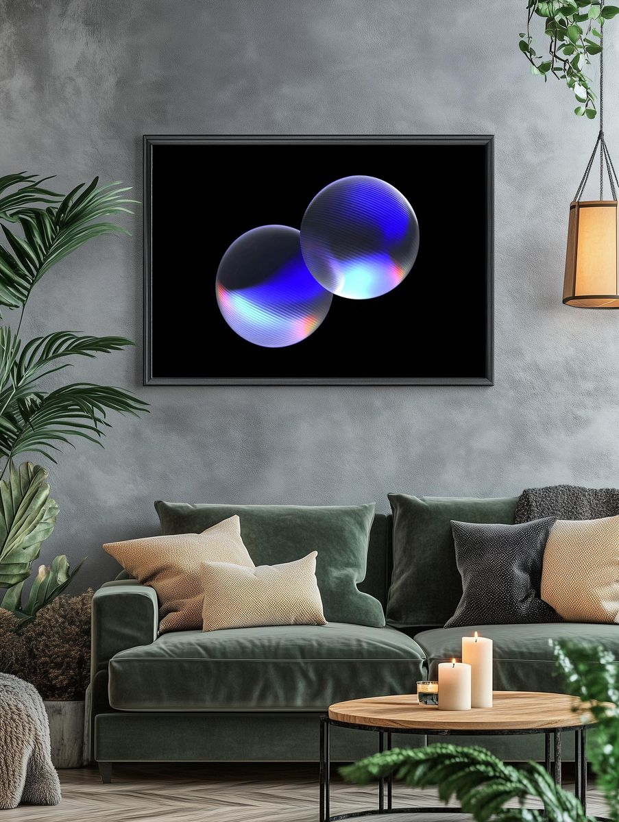 Neon Orb Abstract Poster. — room view 4