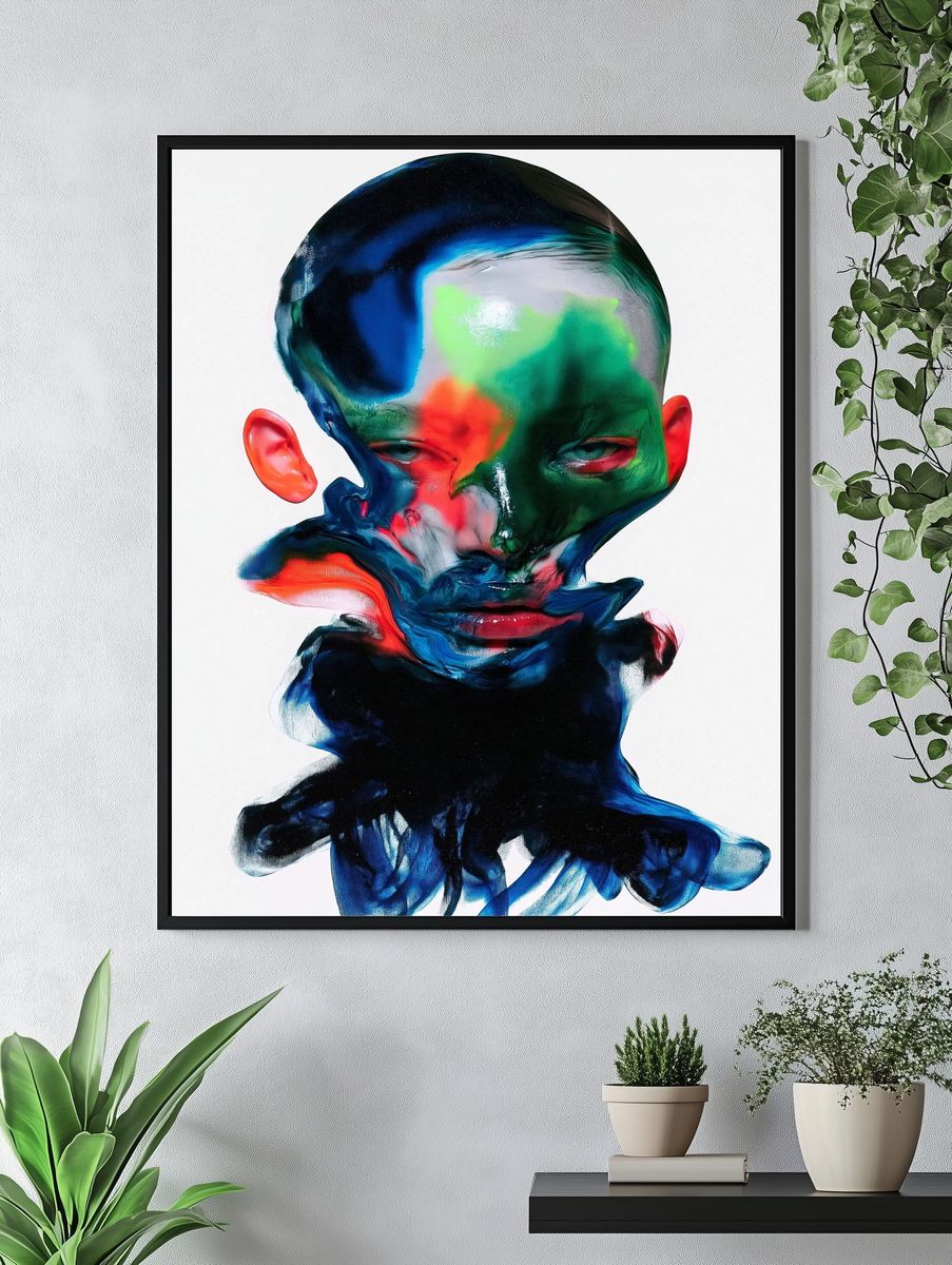 Abstract Neon Face Print. — room view 4