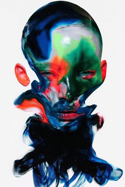 Abstract Neon Face Print.