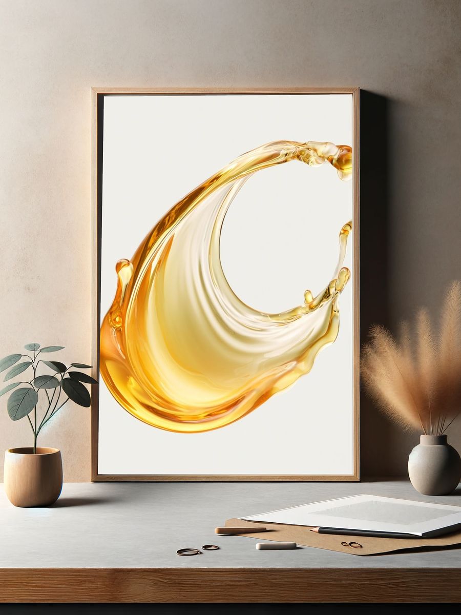 Golden Liquid Splash Abstract Poster. — room view 2