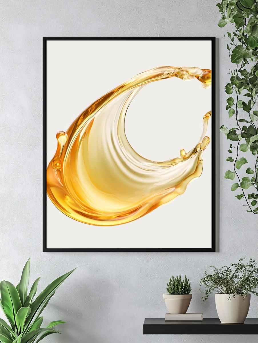 Golden Liquid Splash Abstract Poster. — room view 4