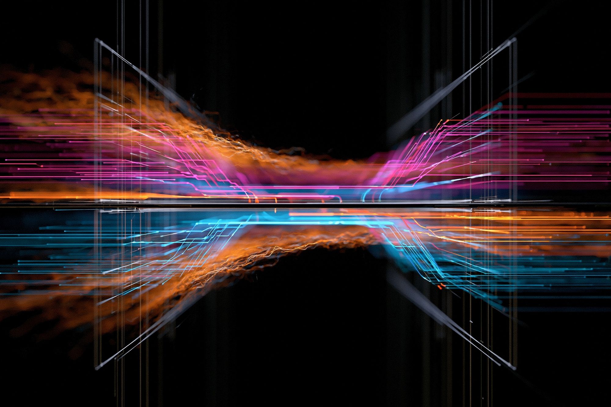 Neon Energy Flow Abstract Poster. poster detail