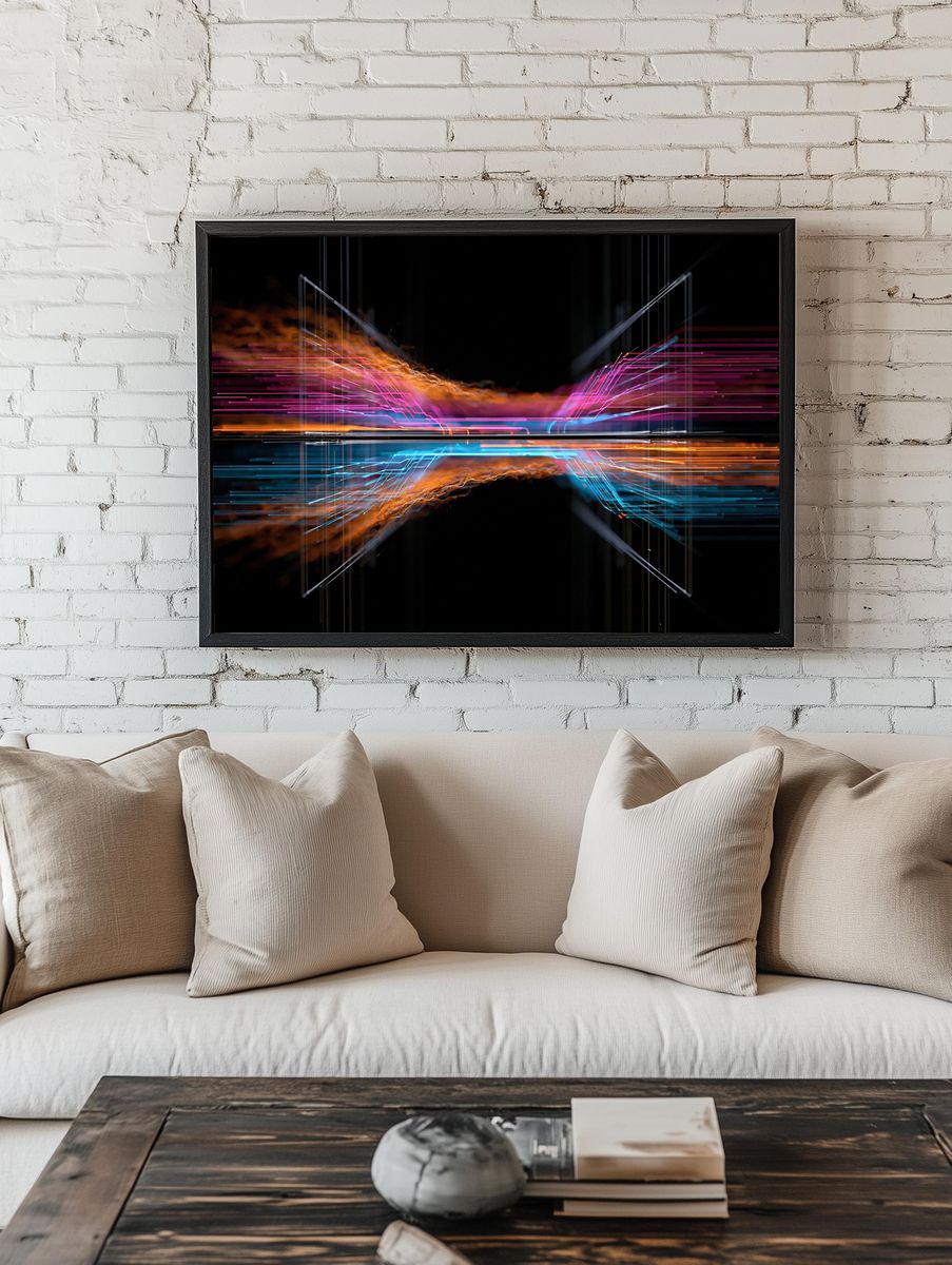 Neon Energy Flow Abstract Poster. room preview
