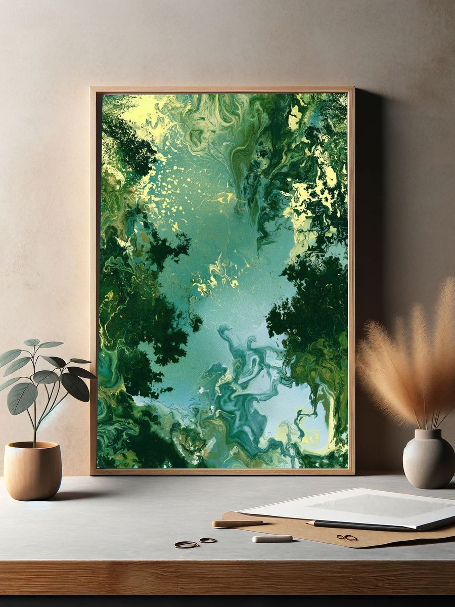 Emerald Marble Abstract Poster. — room view 2