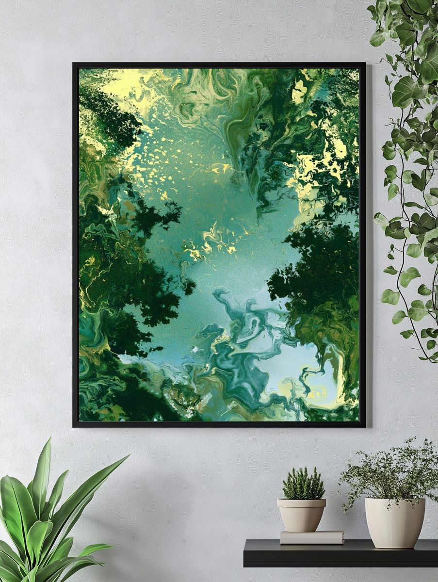 Emerald Marble Abstract Poster. — room view 4
