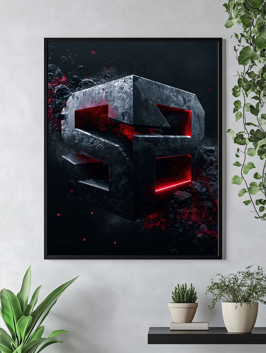 Abstract Red Core Sculpture Poster. — room view 4