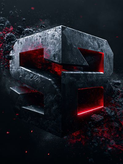 Abstract Red Core Sculpture Poster.