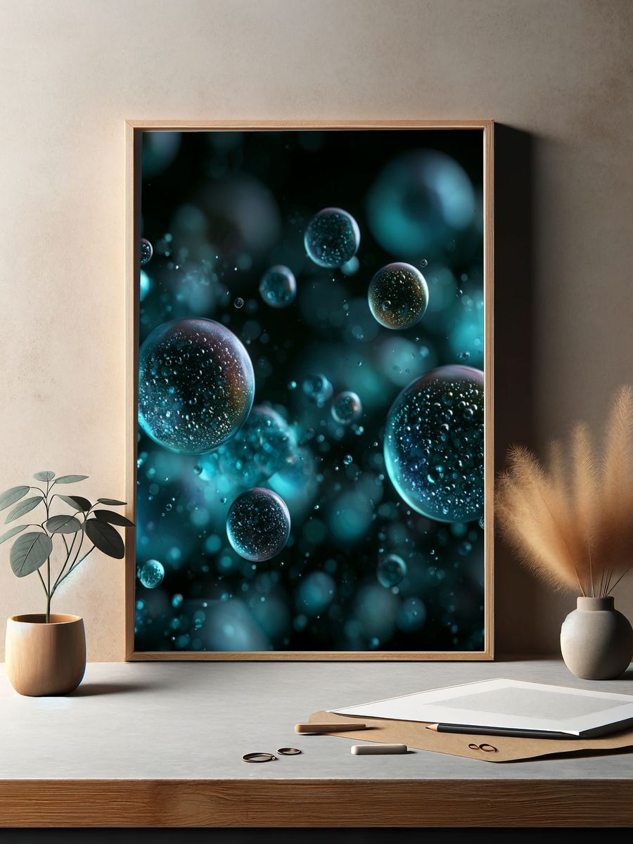 Floating Bubbles Abstract Poster. — room view 2
