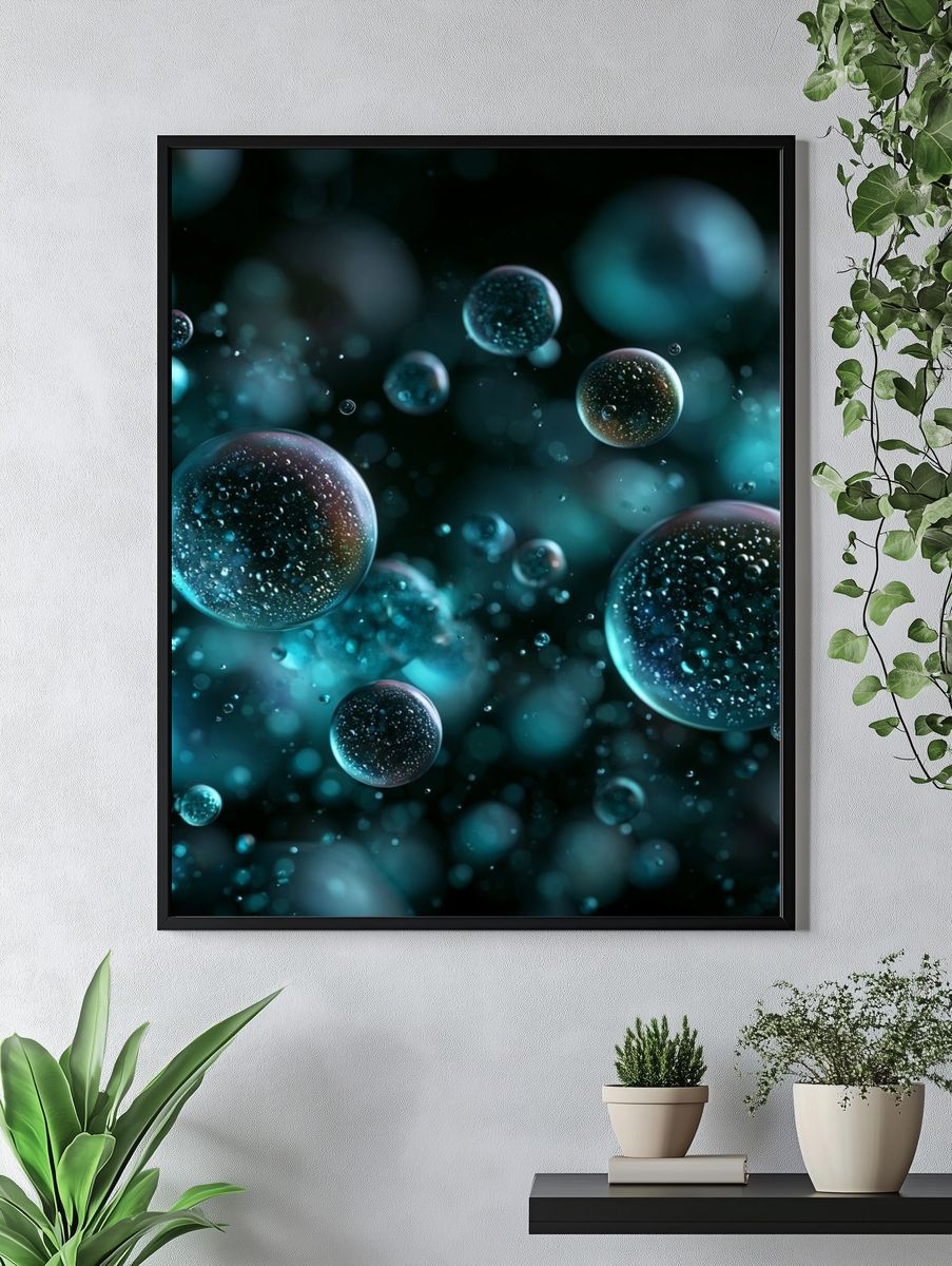 Floating Bubbles Abstract Poster. — room view 4
