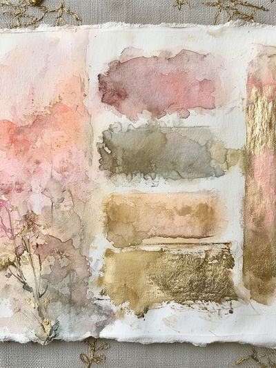 Blush Gold Watercolor Abstract Poster.