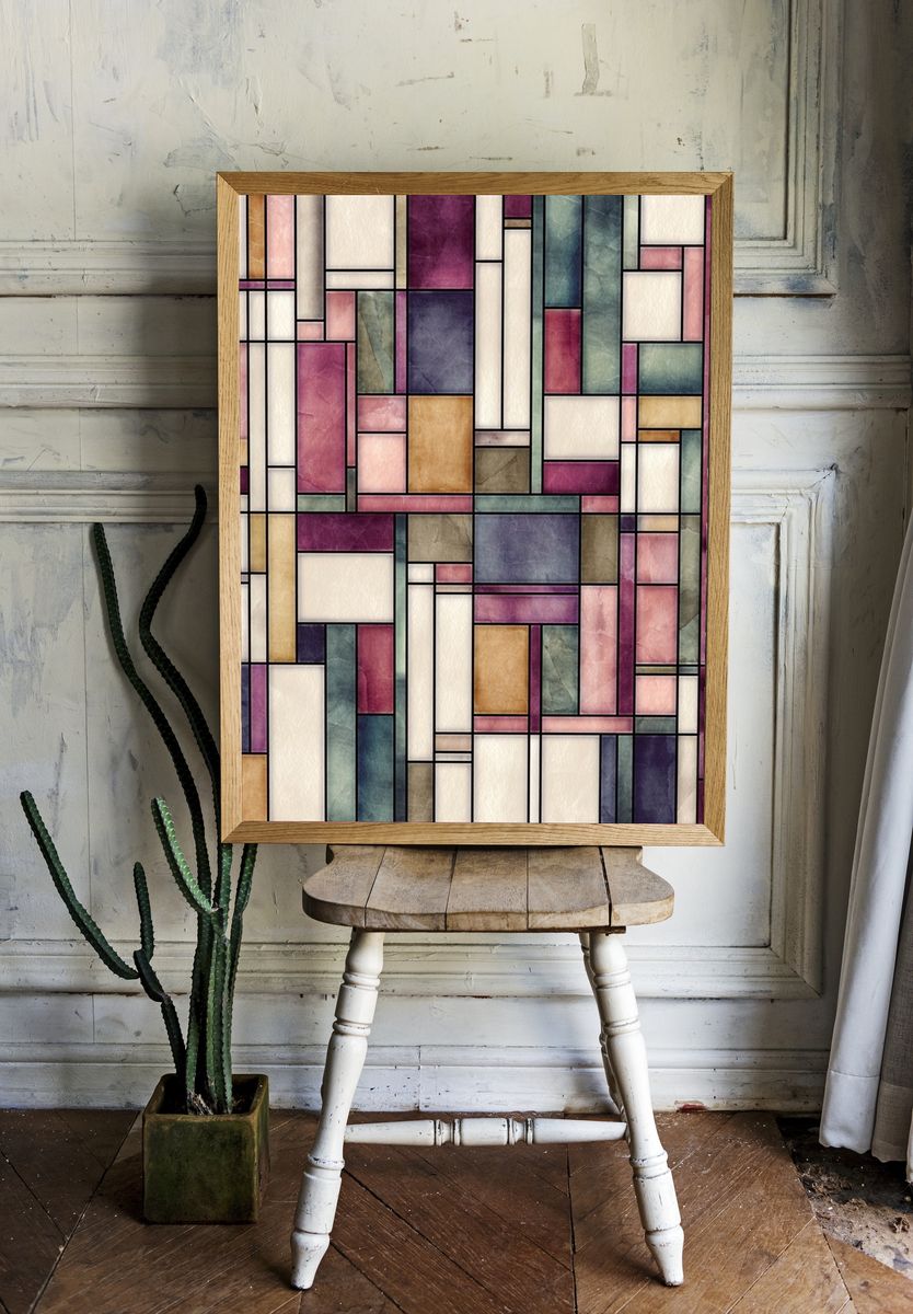 Stained Glass Mosaic Abstract Poster. — room view 1