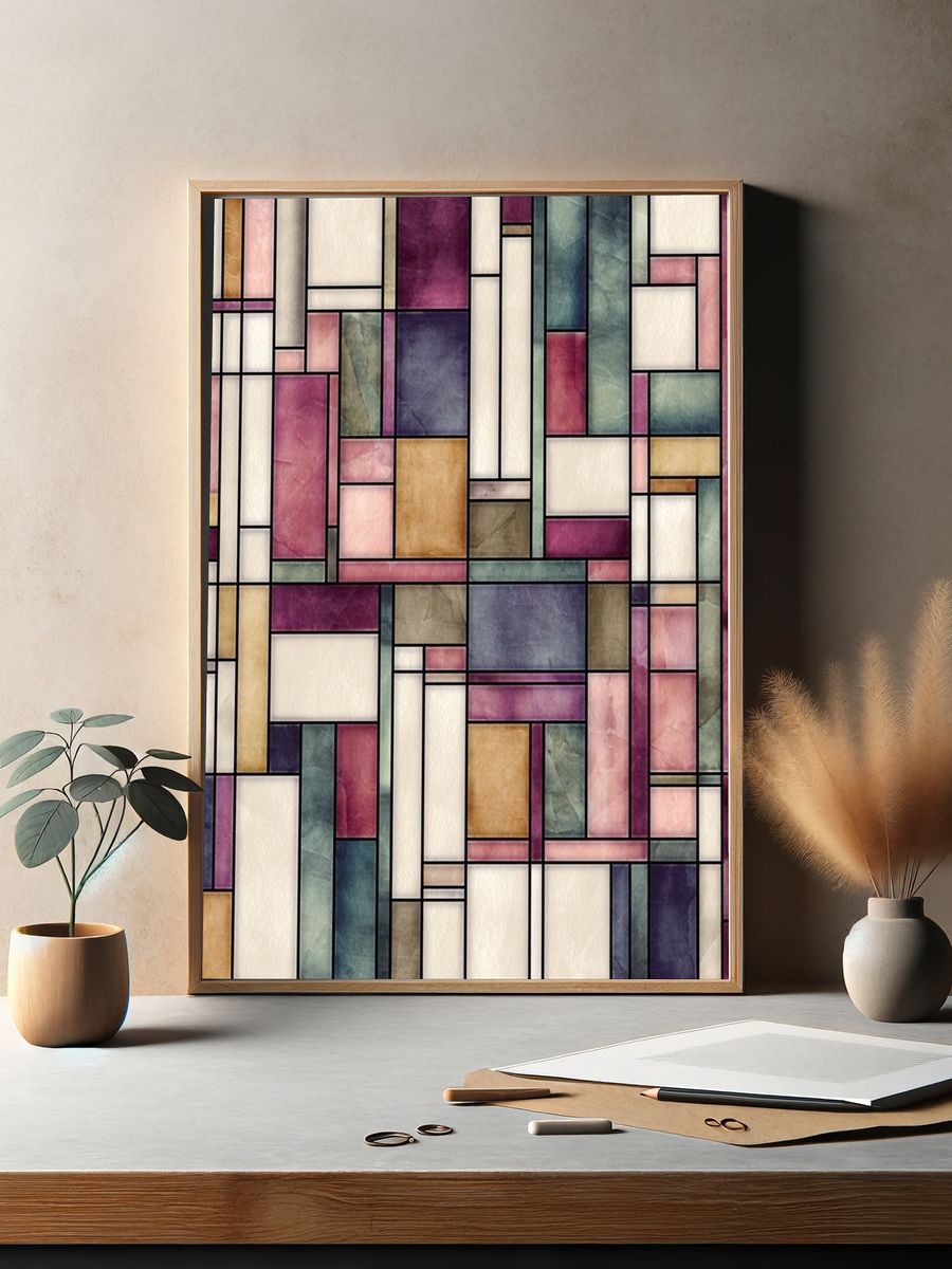 Stained Glass Mosaic Abstract Poster. — room view 2