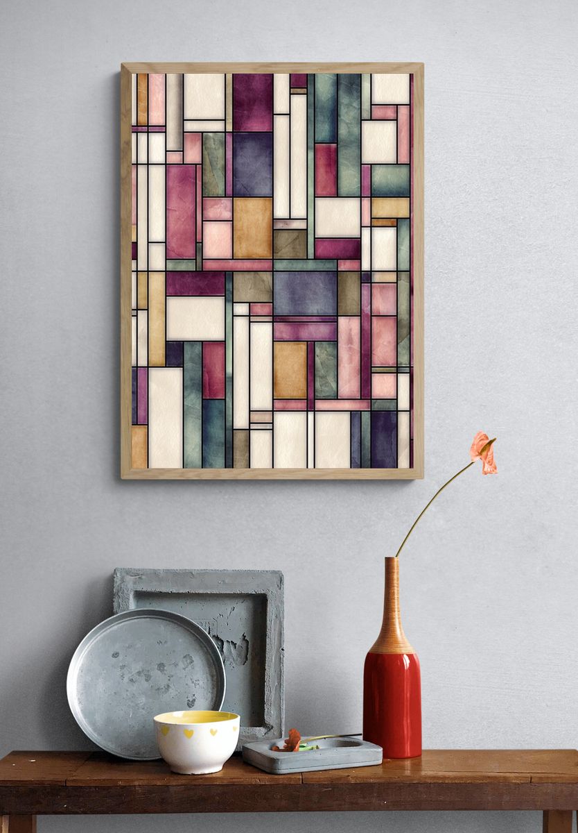 Stained Glass Mosaic Abstract Poster. — room view 3