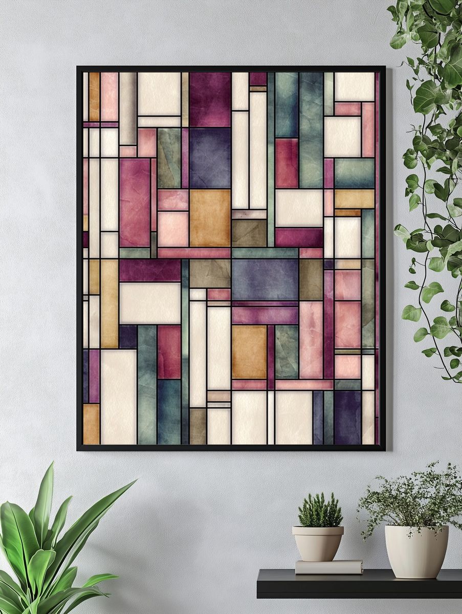 Stained Glass Mosaic Abstract Poster. — room view 4