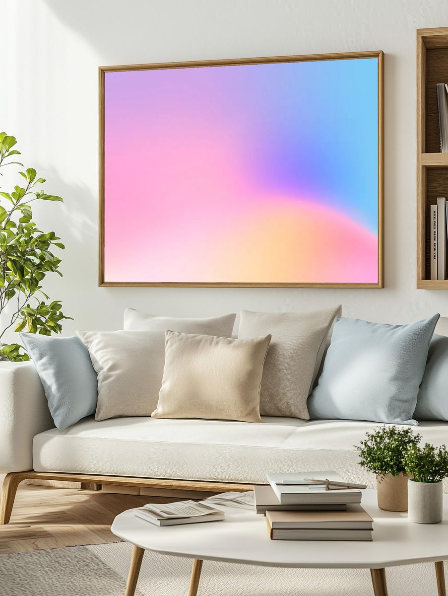 Colorful holographic gradient background design. — room view 2