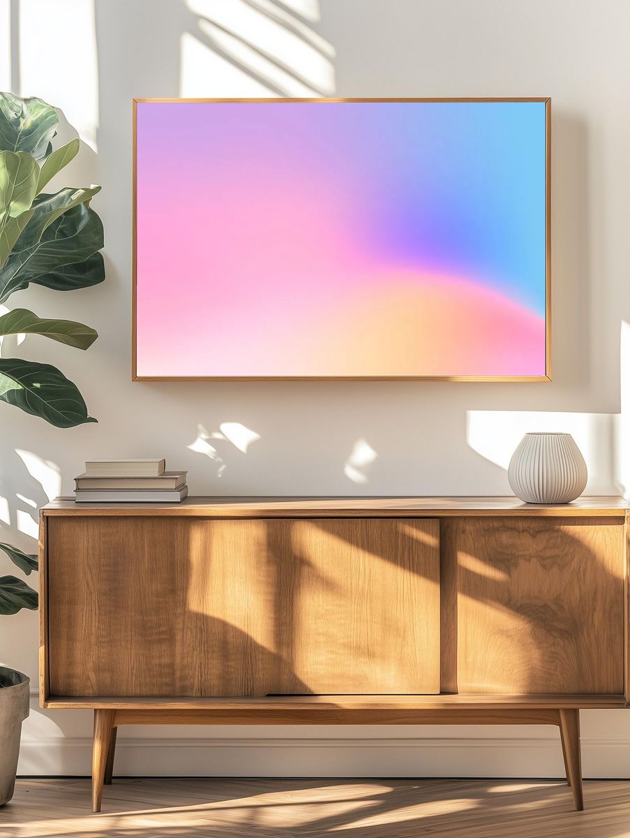 Colorful holographic gradient background design. — room view 3