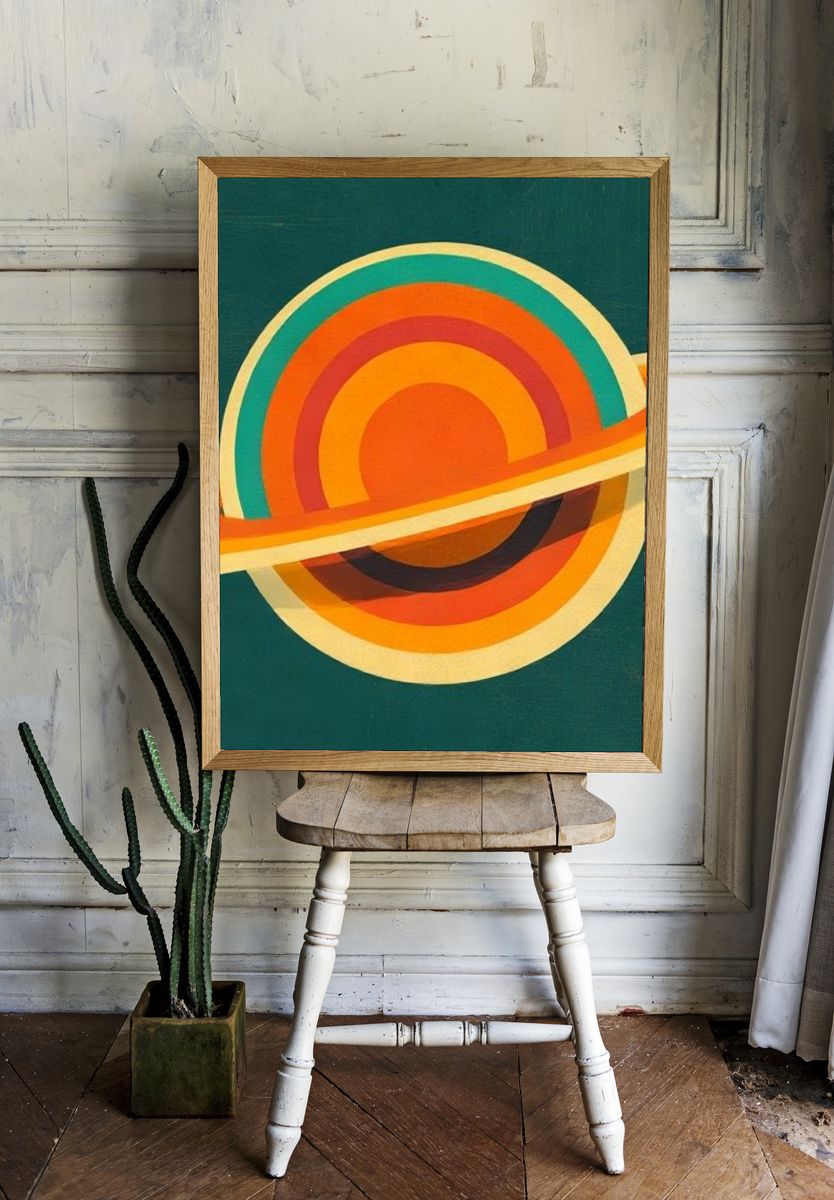 Retro Saturn Abstract Print. — room view 1