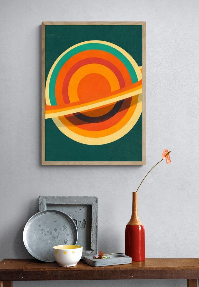 Retro Saturn Abstract Print. — room view 3