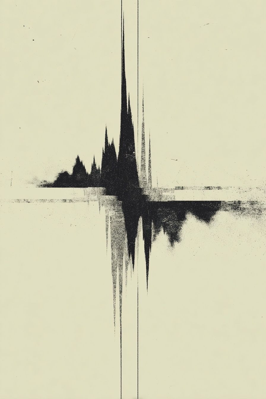 Monochrome Soundwave Abstract Print. poster detail