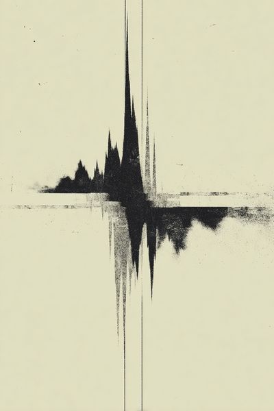 Monochrome Soundwave Abstract Print. poster