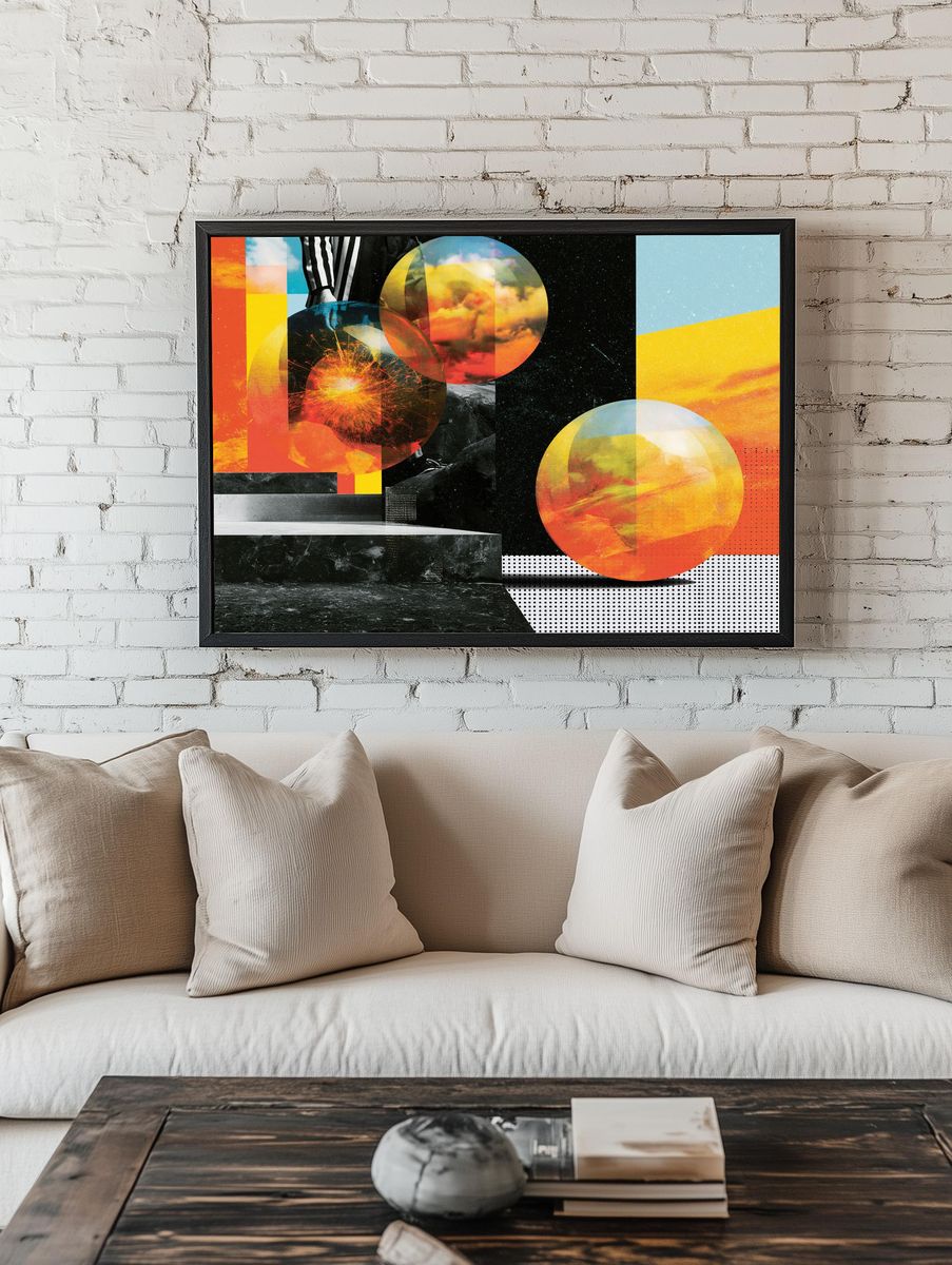 Cosmic Collage Abstract Poster. room preview