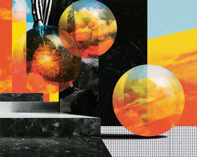 Cosmic Collage Abstract Poster.
