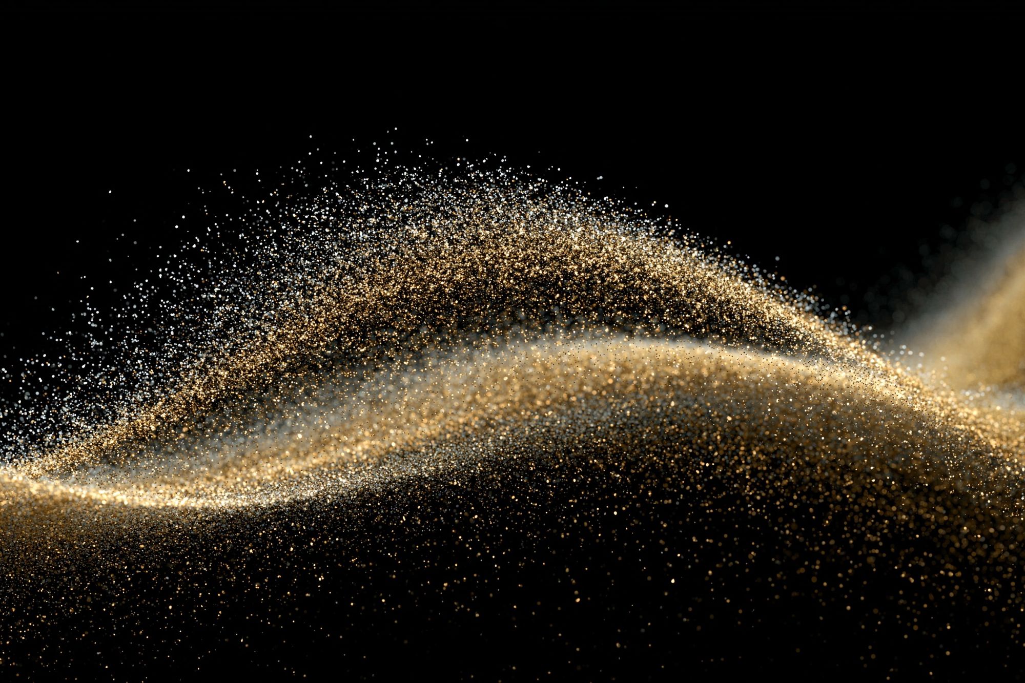 Golden Particle Wave Abstract Poster. poster detail