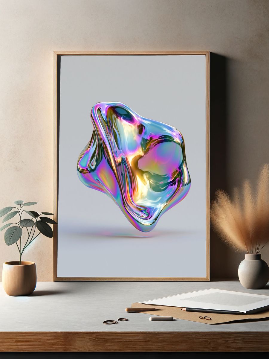 Iridescent Liquid Orb Abstract Poster. — room view 2