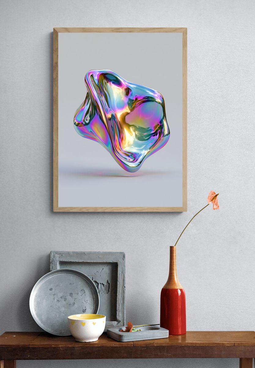 Iridescent Liquid Orb Abstract Poster. — room view 3