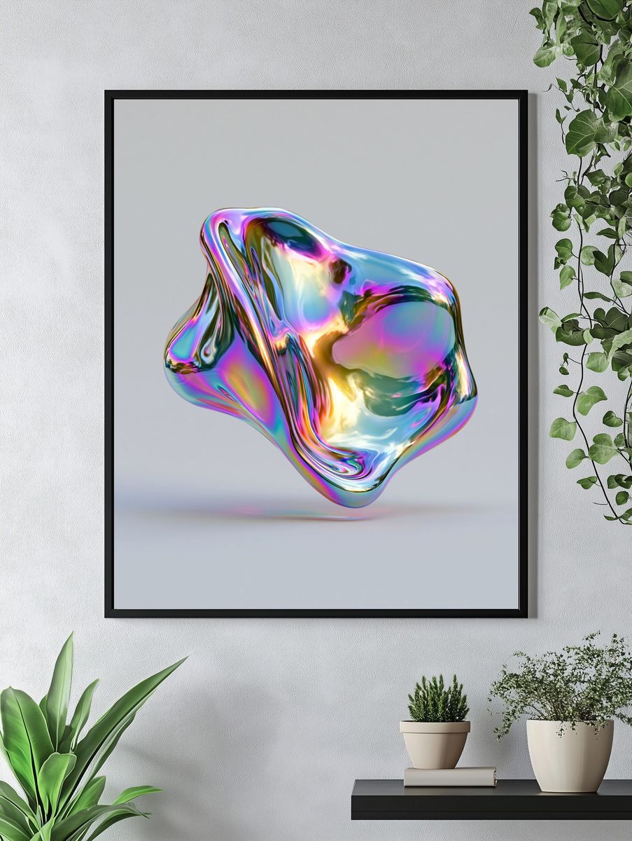 Iridescent Liquid Orb Abstract Poster. — room view 4