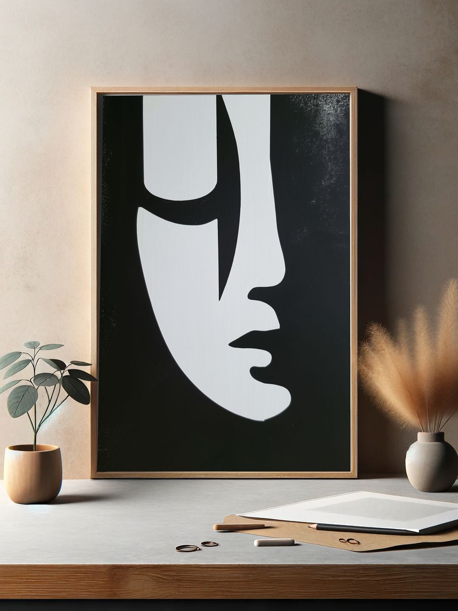 Abstract Face Silhouette Poster. — room view 2